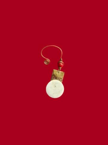 Brass and Ivory Abstract Earcuff