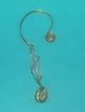 Brass & Bead Ear-cuff Gold Cowrie Charm