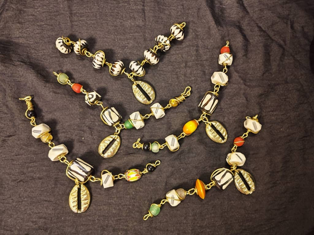 Batik & Brass Cowrie Shell Charm Bracelet