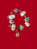 Batik & Brass Cowrie Shell Charm Bracelet
