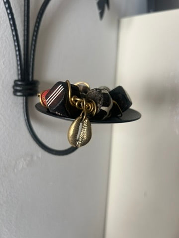 Batik & Brass Cowrie Shell Charm Bracelet