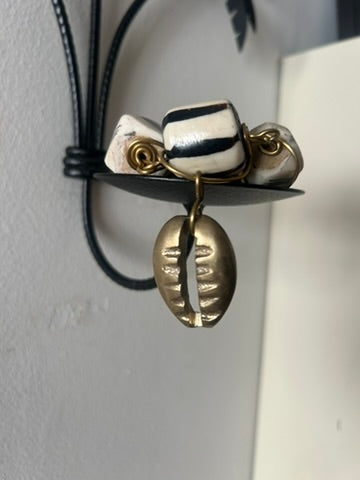 Batik & Brass Cowrie Shell Charm Bracelet