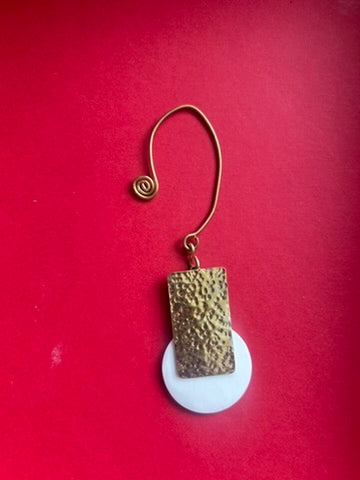 Brass and Ivory Abstract Earcuff