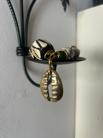 Batik & Brass Cowrie Shell Charm Bracelet