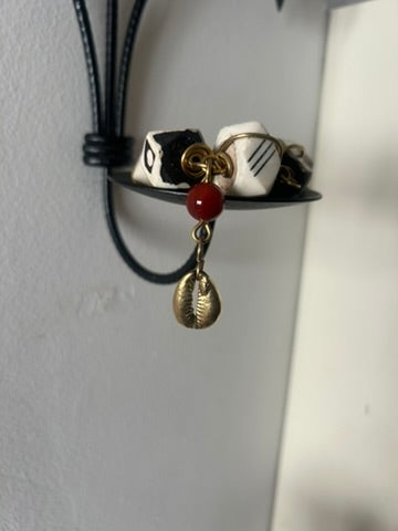 Batik & Brass Cowrie Shell Charm Bracelet
