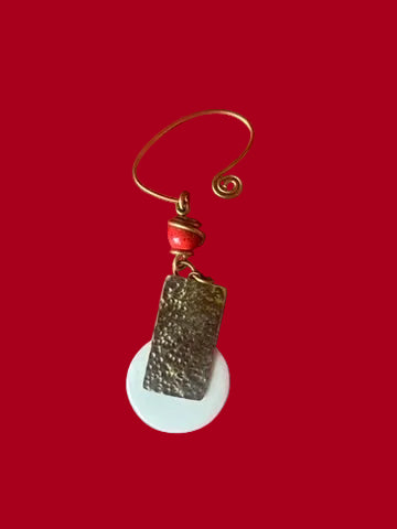 Brass and Ivory Abstract Earcuff