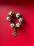 Batik & Brass Ethiopian Cross Charm Bracelet