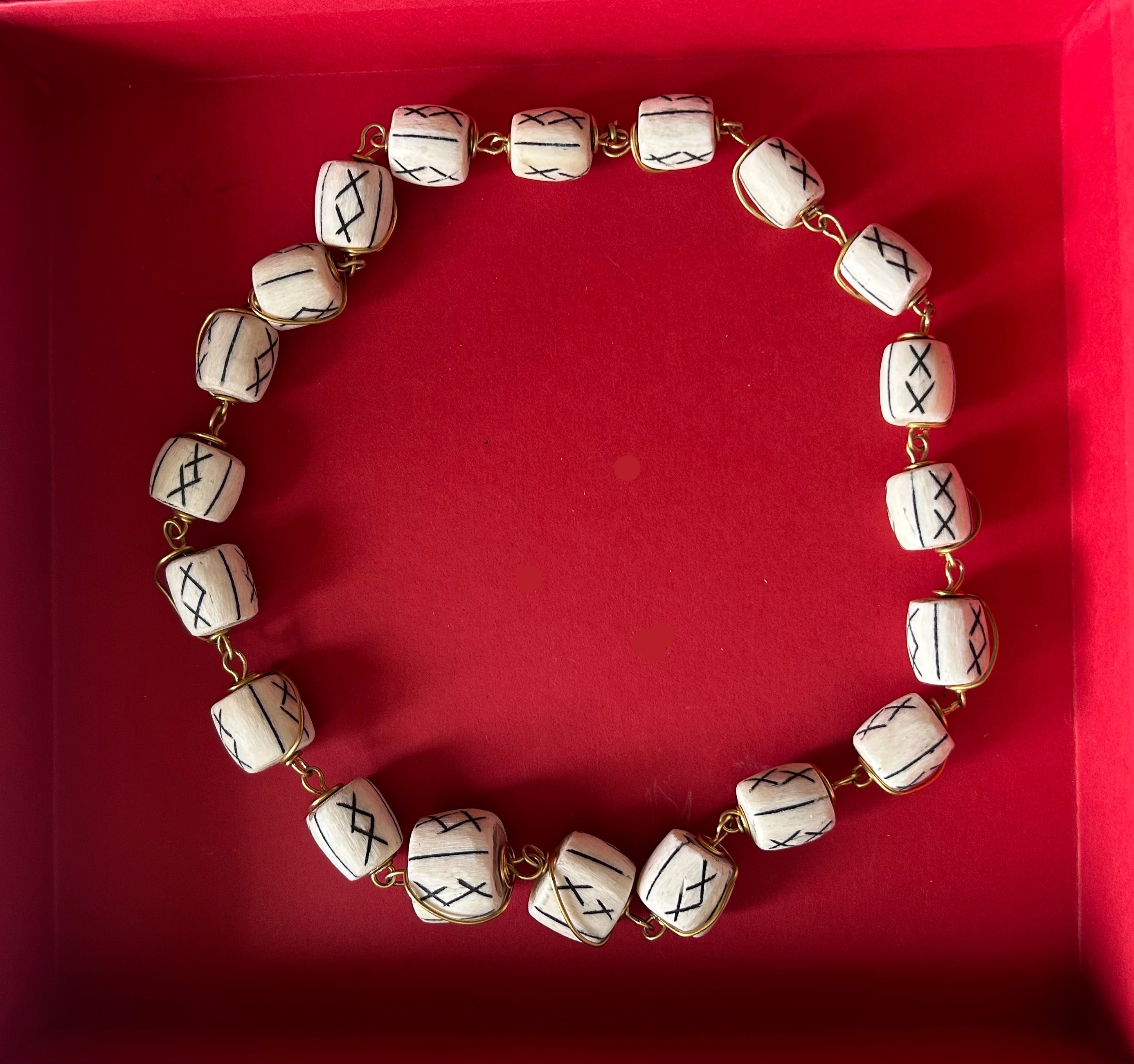 Large Batik White Bead Necklace